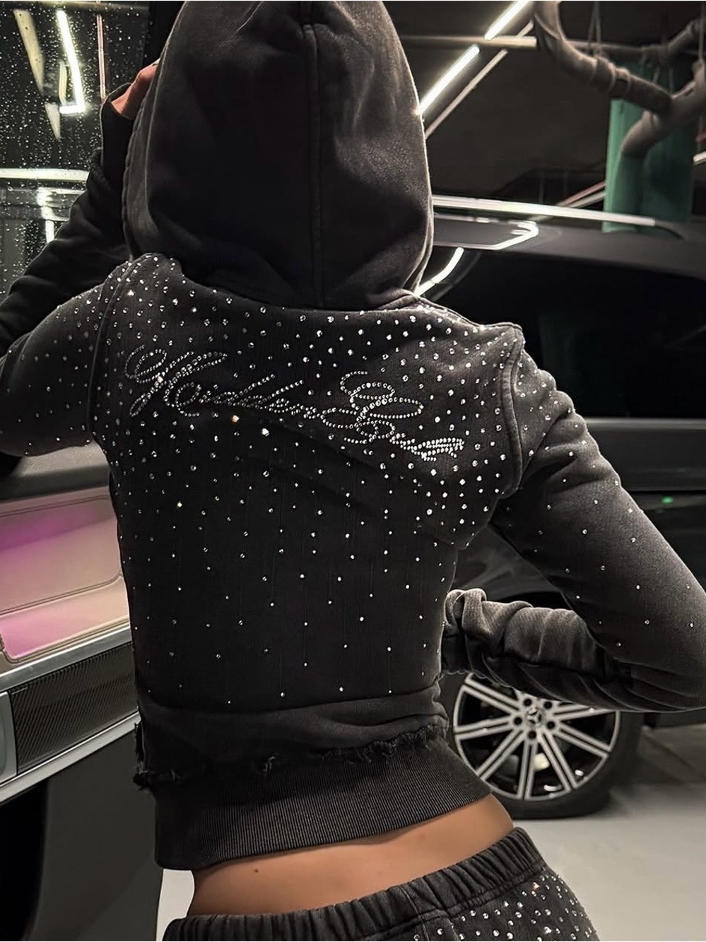 HIDDEN CULT Rhinestone Vintage Wash Zip-up
Hoodie- Medium (Brand New w Dust Bag)